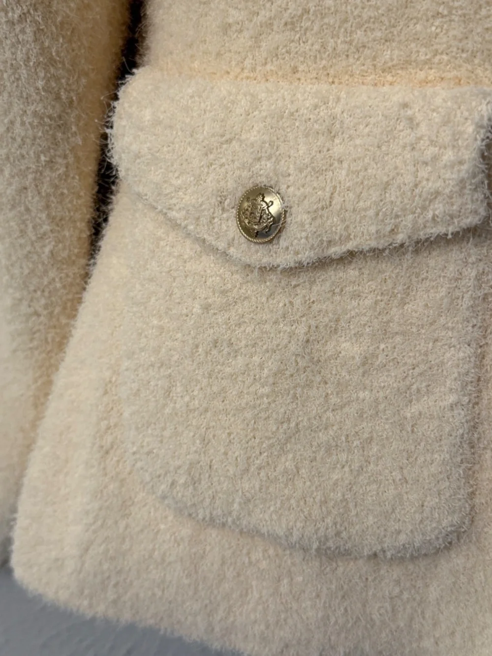 J.Crew NWT 2025 Cinch waist Sweater Lady Jacket Blazer size M cream gold buttons